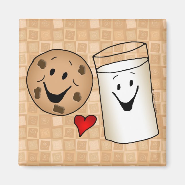 Cool Cookies and Milk Friends Cartoon Magnet (Front)