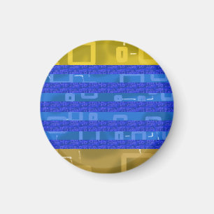 Cool Cool Blue Gold Geometric Stripes Magnet