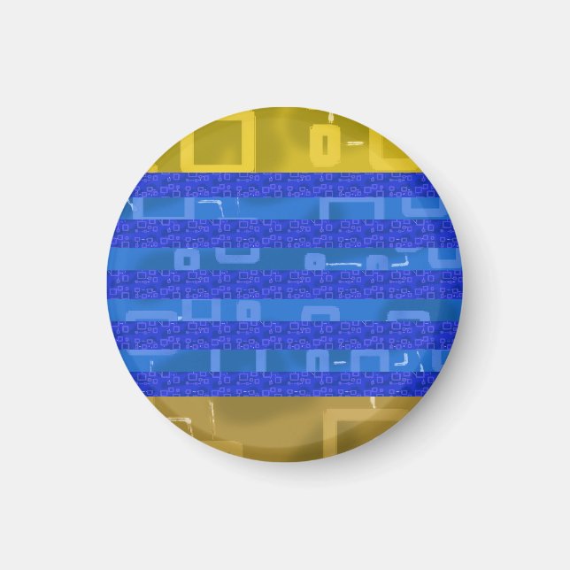 Cool Cool Blue Gold Geometric Stripes Magnet (Front)