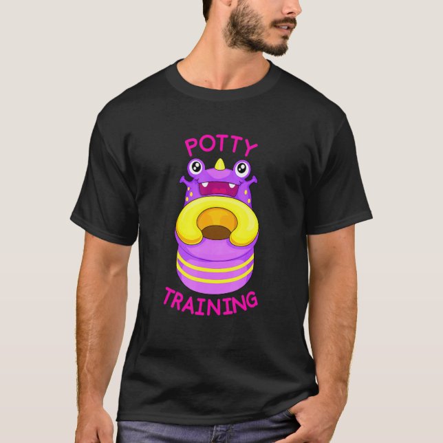 Cool Cool Potty Training Monster Graphic Cool Desi T-Shirt (Front)