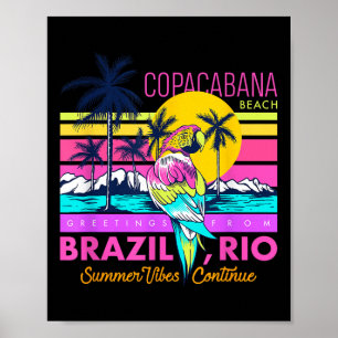 Cool Copacabana Beach Brazil Rio Summer Vibes Grap Poster