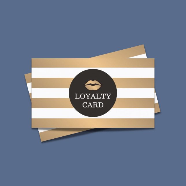 Cool Copper Striped Grey Makeup Loyalty Card (Creator Uploaded)