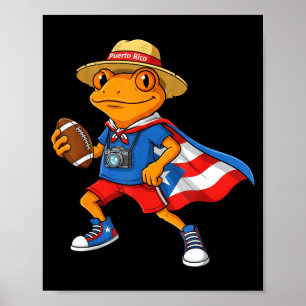 Cool coqui frog puerto rico flag funny football poster
