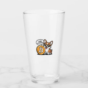 Cool Corgi Loves Cryptocurrency Glass