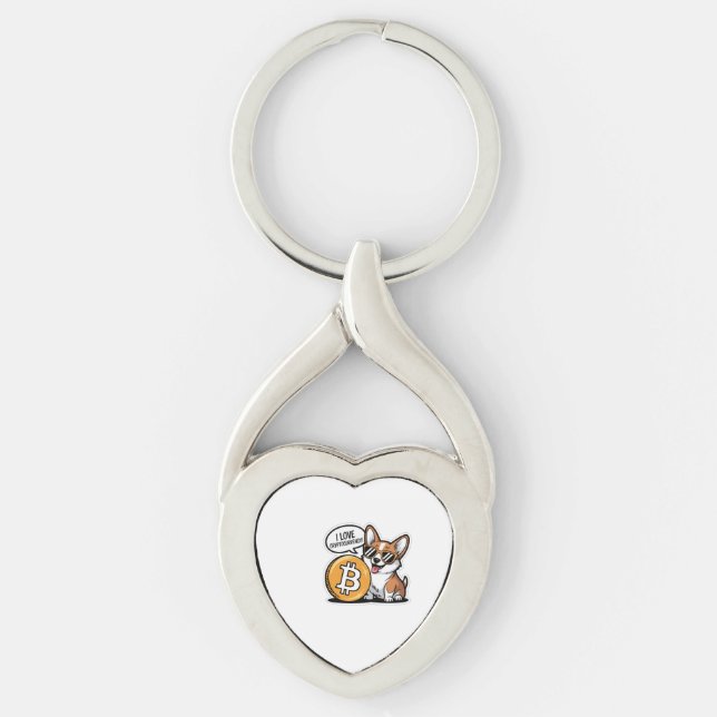 Cool Corgi Loves Cryptocurrency Key Ring (Front)