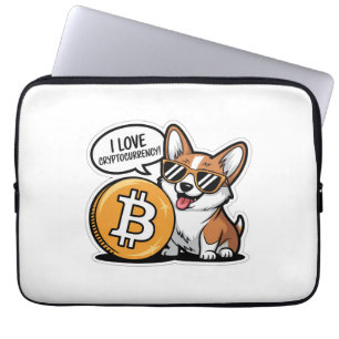 Cool Corgi Loves Cryptocurrency Laptop Sleeve