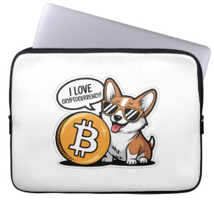 Cool Corgi Loves Cryptocurrency Laptop Sleeve