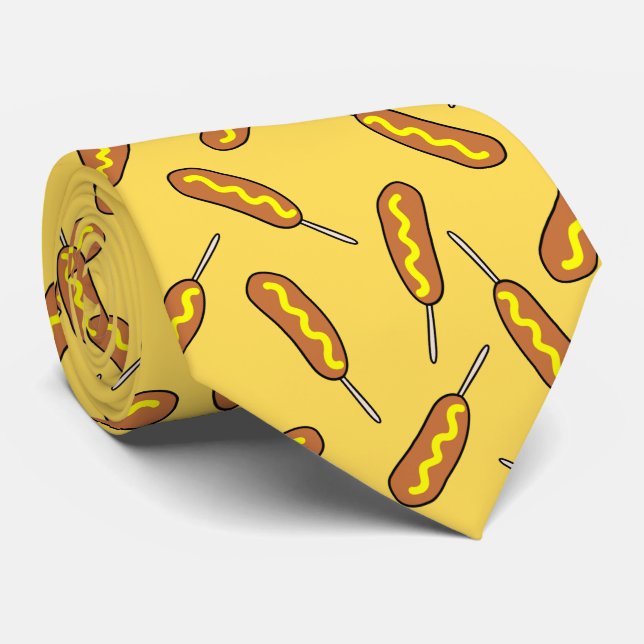 cool corndog tiled pattern food neck tie (Rolled)