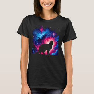 Cool Cosmic Cat Galaxy Graphic Space Art T-Shirt