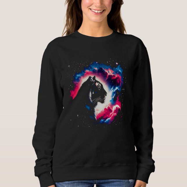 Cool Cosmic Tiger Galaxy Graphic Space Art Sweatshirt (Front)