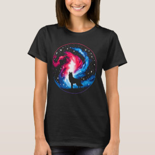 Cool Cosmic Wolf Galaxy Graphic Space Art T-Shirt