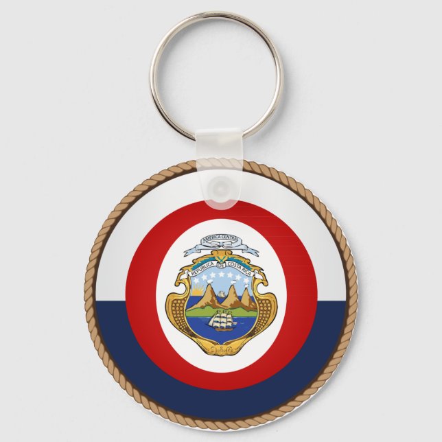 Cool Costa Rica Flag Seal Key Ring (Front)