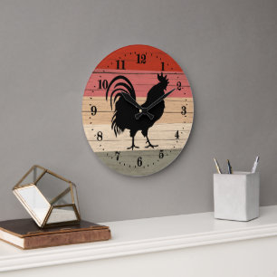 cool Country rooster decor Large Clock