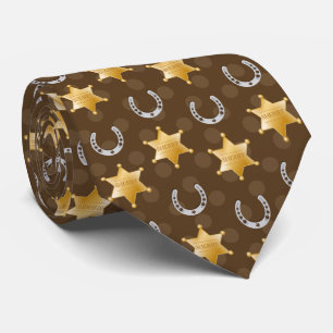 cool Country Sheriff tiled horseshoe pattern Tie