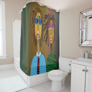 Cool Couple Shower Curtain – Retro Afro Art Vibes