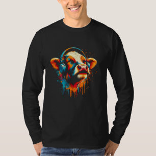 Cool Cow Headphone Music Art Christmas Birthday T-Shirt