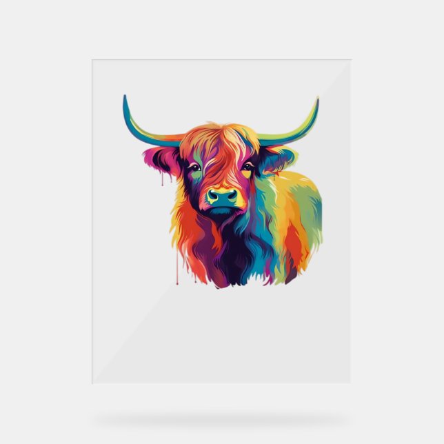 Cool Cow in the Meadow Classic T-Shirt Acrylic Sign (Front)