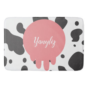 Cool Cow Print Name Monogrammed Bath Mat
