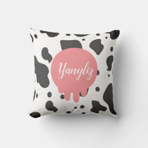 Cool Cow Print Name Monogrammed Cushion