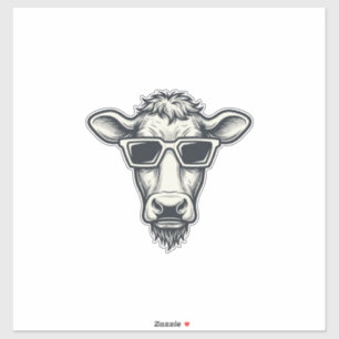 Cool Cow Sunglasses Vintage Engraving Vector Desig