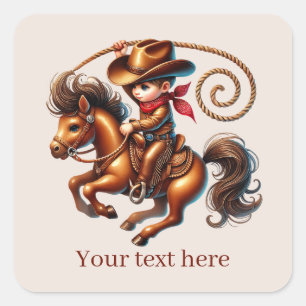 Cool Cowboy add text  Square Sticker