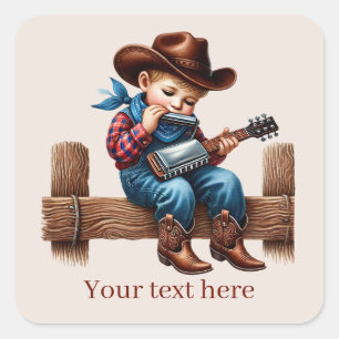 Cool Cowboy add text  Square Sticker