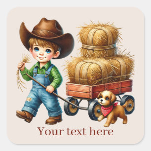 Cool Cowboy add text  Square Sticker