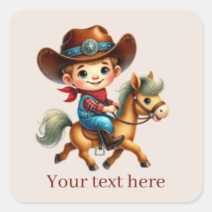 Cool Cowboy add text  Square Sticker