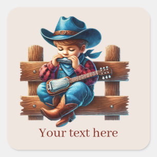 Cool Cowboy add text  Square Sticker