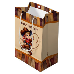 Cool cowboy boys Birthday party customisable Medium Gift Bag