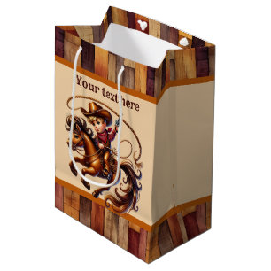 Cool cowboy boys Birthday party customisable Medium Gift Bag