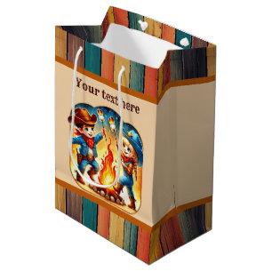Cool cowboy boys girls Birthday party customisable Medium Gift Bag