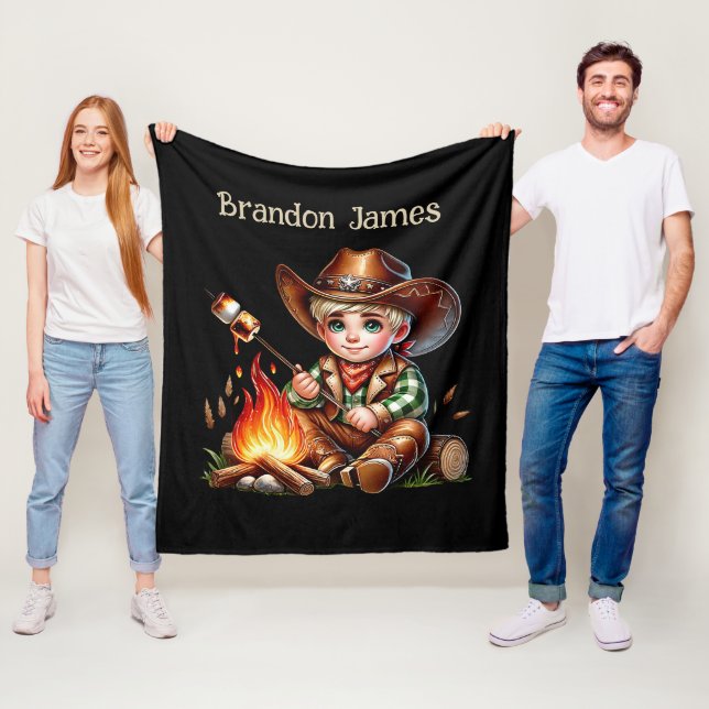 Cool cowboy lovers add name  fleece blanket (In Situ)