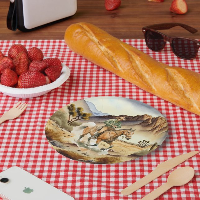 cool cowboy lovers Western party Paper Plate (Picnic)