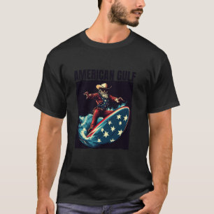 Cool Cowboy with Patriotic Surfboard and surfing i T-Shirt