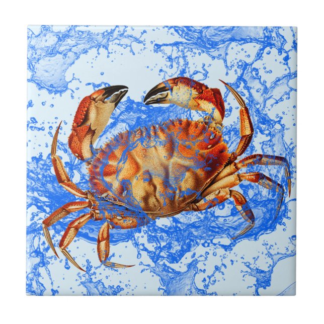 Cool Crab Ceramic Tile (Front)