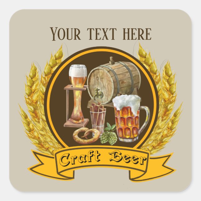 Cool Craft beer add text Square Sticker (Front)