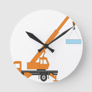 Cool Crane Boy Gift Idea Round Clock