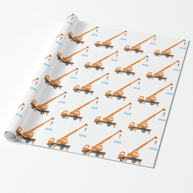 Cool Crane Boy Gift Idea Wrapping Paper (Unrolled)