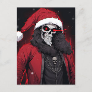 Cool Creepy Anime Cartoon Santa Skull Zombie Demon Holiday Postcard