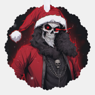 Cool Creepy Anime Cartoon Santa Skull Zombie Demon Tree Decoration Card
