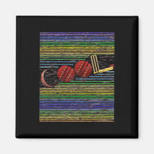 Cool Cricket Retro Graphic With T Ll Stumps Vintag Magnet
