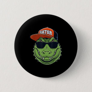 Cool Crocodile Animal Gator Graphic With Cap And S 6 Cm Round Badge