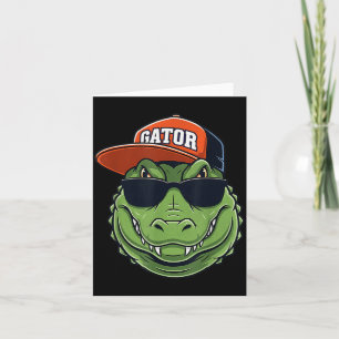 Cool Crocodile Animal Gator Graphic With Cap And S Card