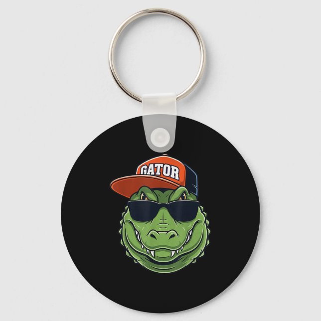 Cool Crocodile Animal Gator Graphic With Cap And S Key Ring (Front)