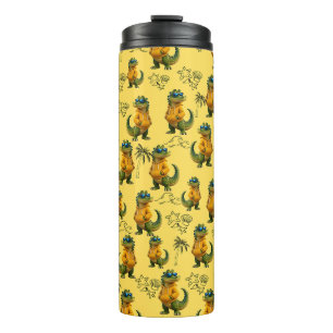Cool Crocodile in Hoodie Tropical Seamless Patter Thermal Tumbler