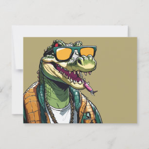 Cool crocodile with sunglasses postcard