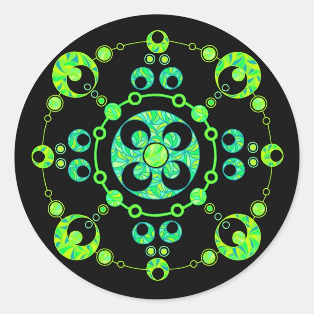 Cool Crop Circle Green Art Stickers (Front)