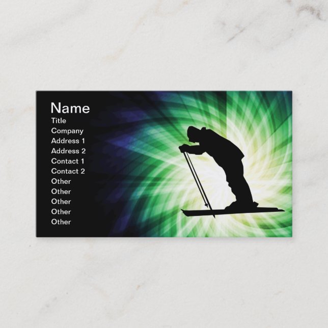 Cool Cross Country Snow Ski Business Card (Front)