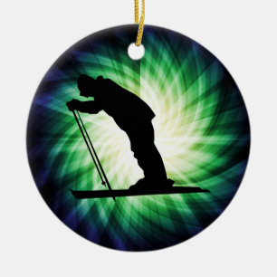 Cool Cross Country Snow Ski Ceramic Tree Decoration